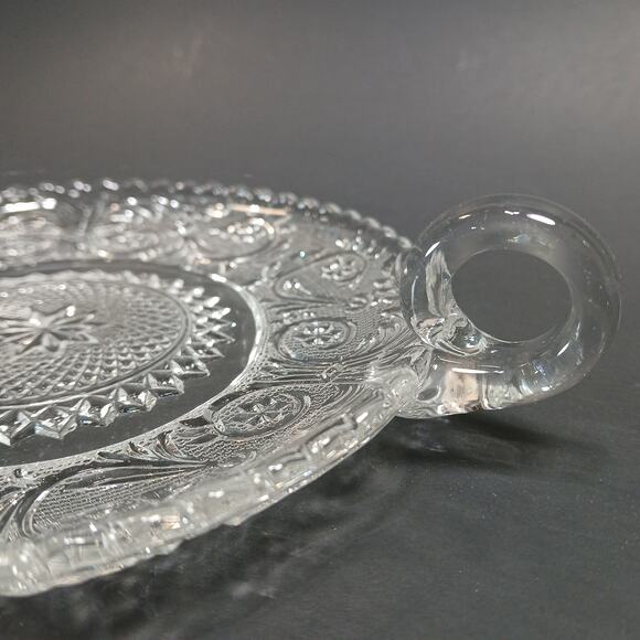 Vtg Duncan & Miller Clear Sandwich Pattern Sawtooth Mint Dish Relish Plate - Picture 3 of 8